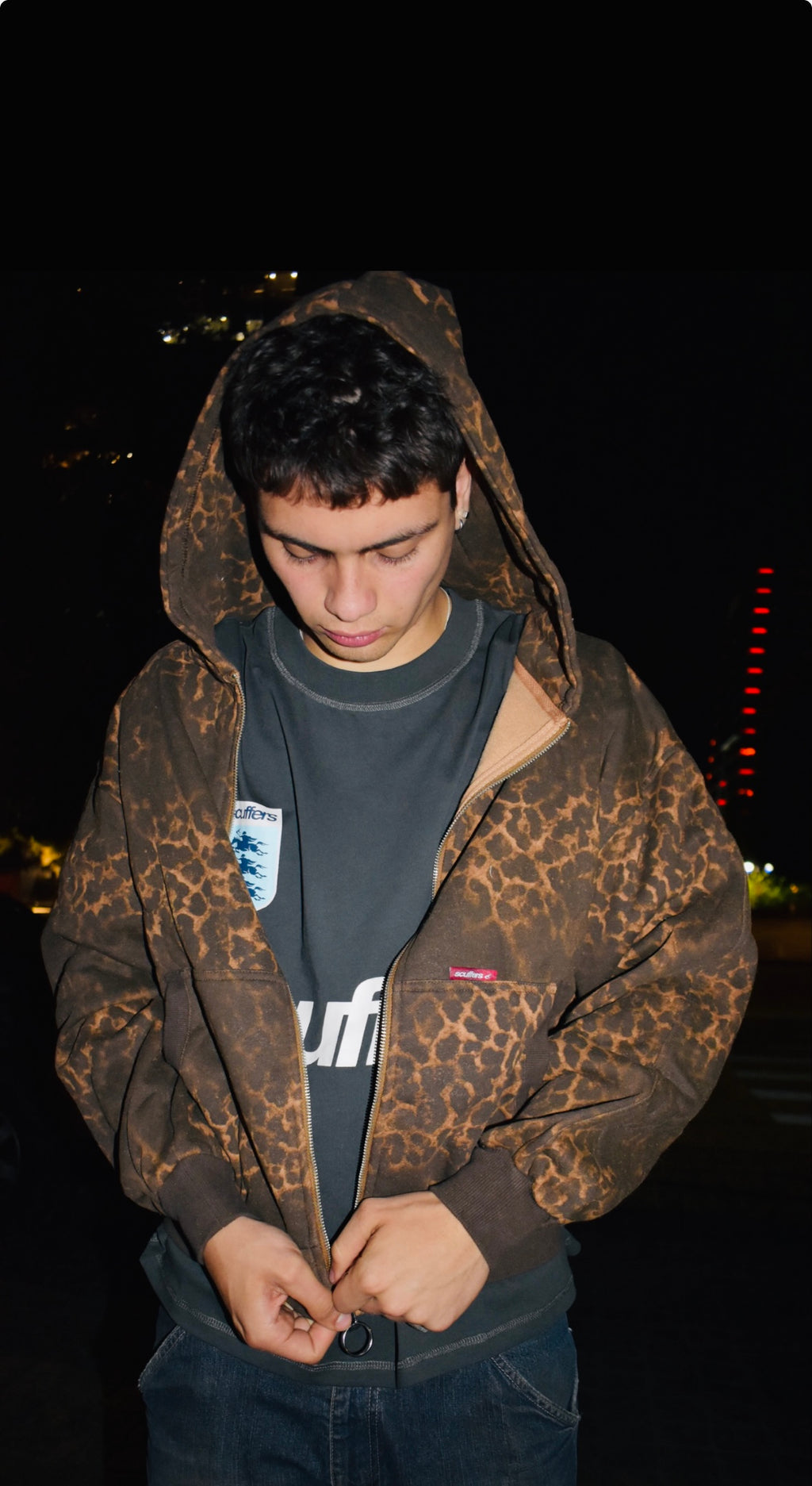 Poleron Scuffers zip - leopard