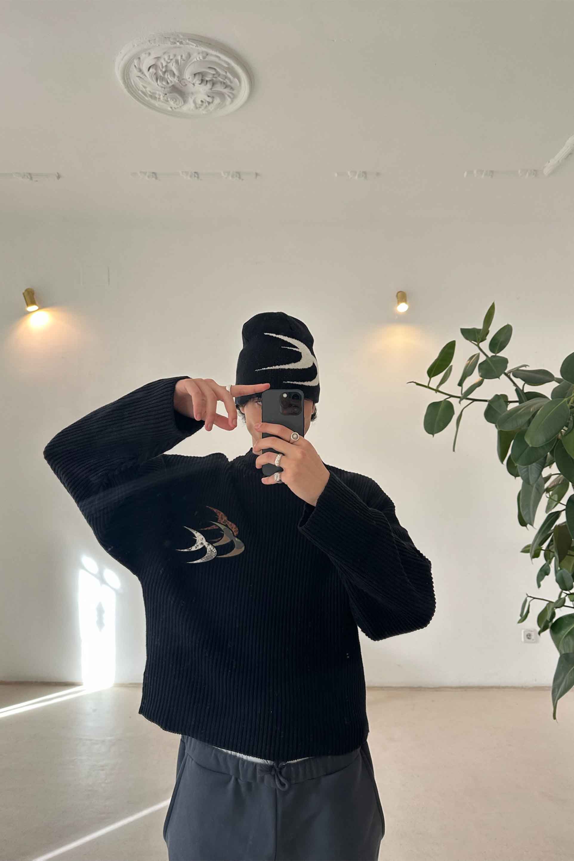 Knit Scuffers animal - Black